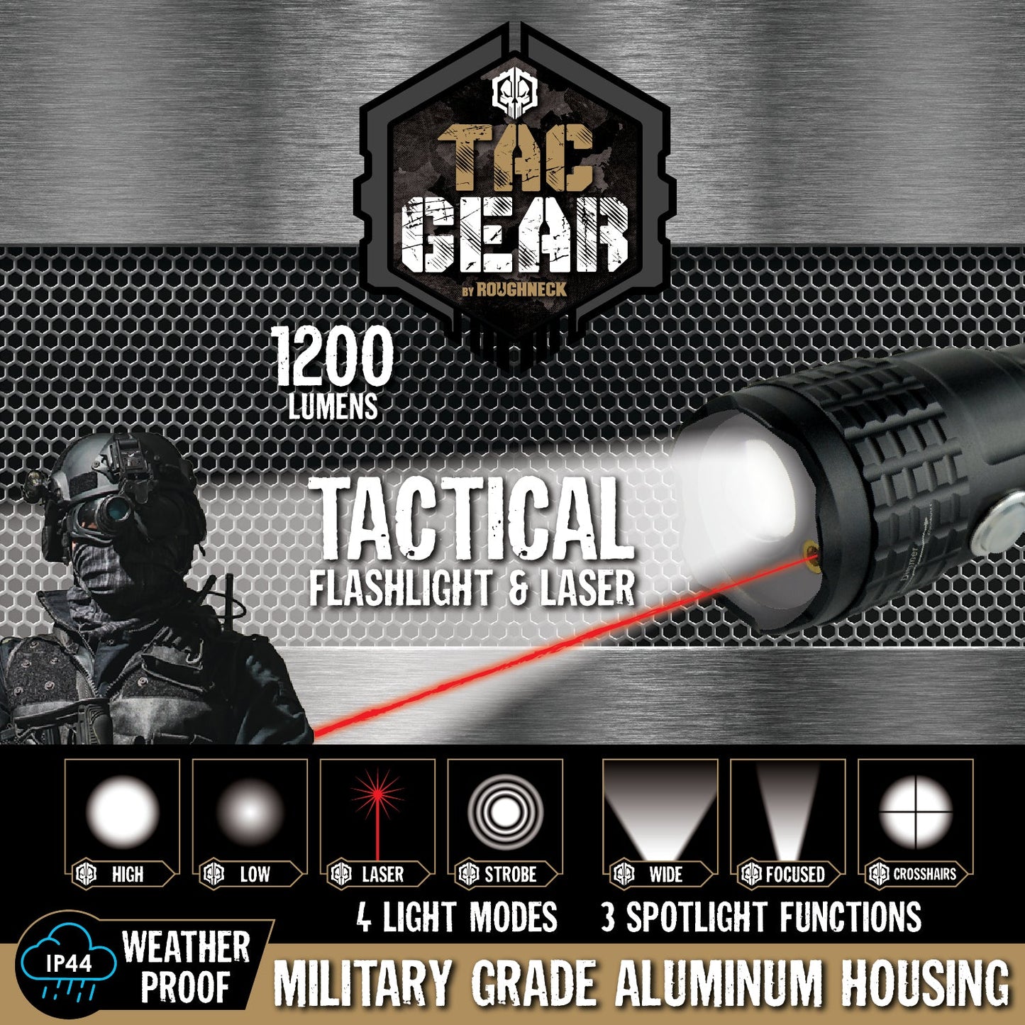 TACGEAR FLASHLIGHT & LASER 6 PIECES PER DISPLAY