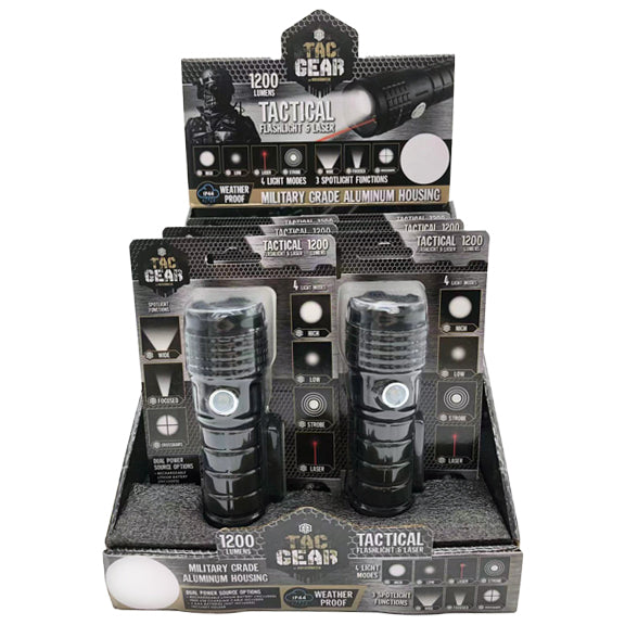 TACGEAR FLASHLIGHT & LASER 6 PIECES PER DISPLAY